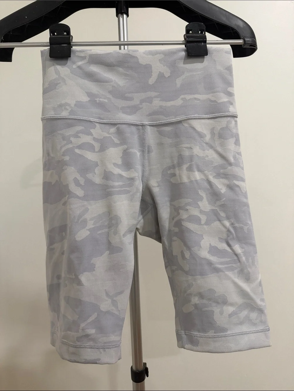 lululemon athletica Light Gray Camo High-Rise Biker Shorts